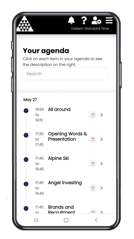 Participant's agenda mobile
