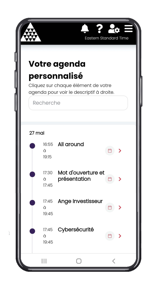 Agenda du participant mobile