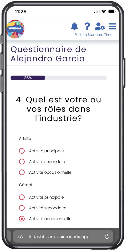 Questionnaire de jumelage mobile